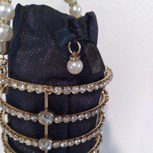 Evening Handbag Women Purses with Pearl Diamonds for Wedding, Prom, etc.